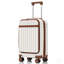 Ensemble de bagages 3 pièces avec port USB, conception à ouverture frontale, bagage à main certifié Airline, coque rigide en ABS et roues pivotantes en blanc et brun
