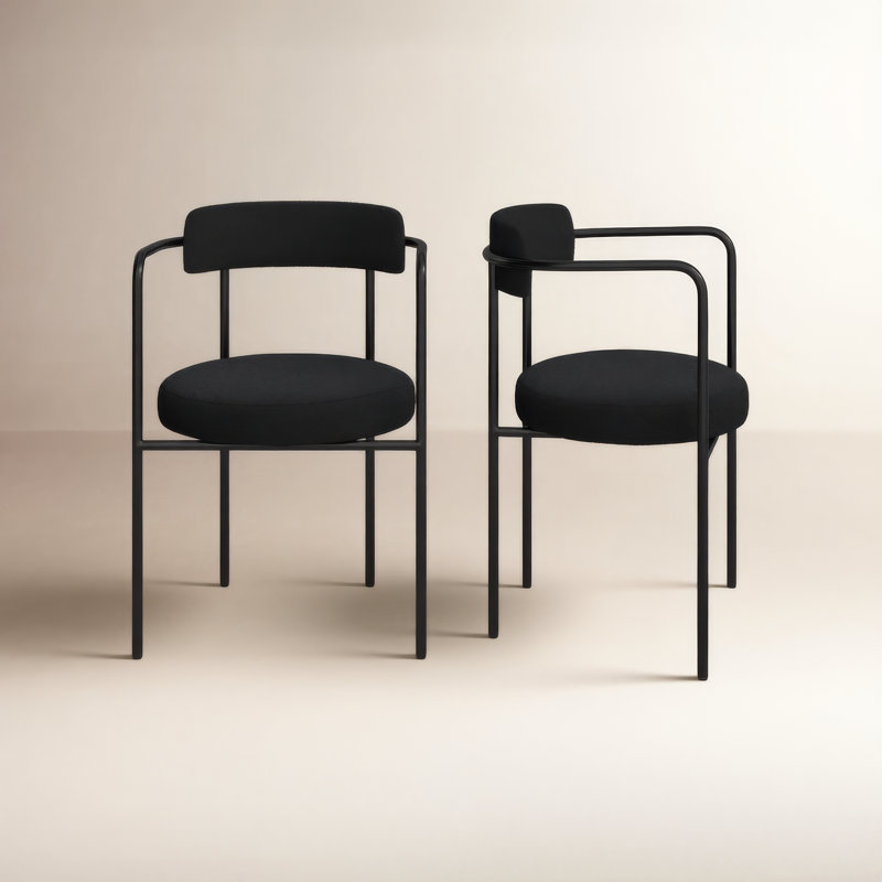 Liana 20'' H Boucle Upholstered Armchair, Black Boucle