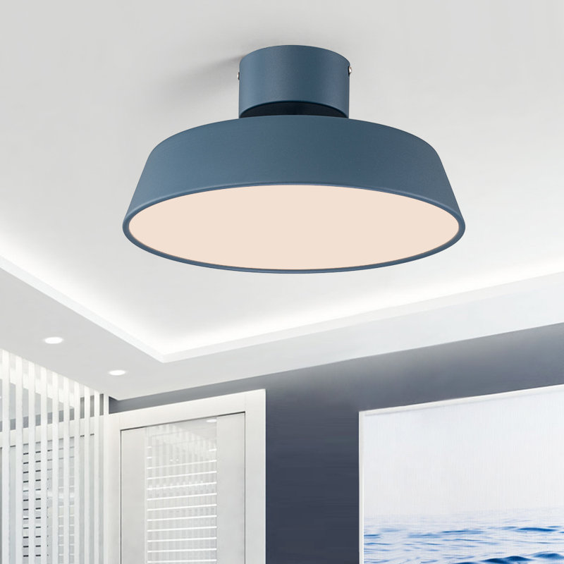 Rolfes 1-Light Round LED Flush Mount Ceiling Light, Blue