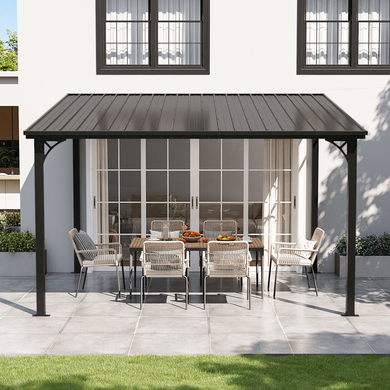 Hardtop Pergola With Galvanized Steel Sloping Roof, 12 ft x 10 ft