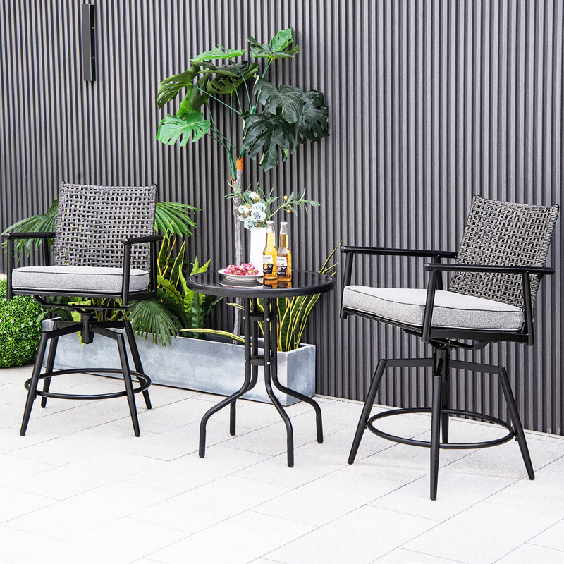 Jeilynn Metal Outdoor 25.5'' Counter Stool with Cushion