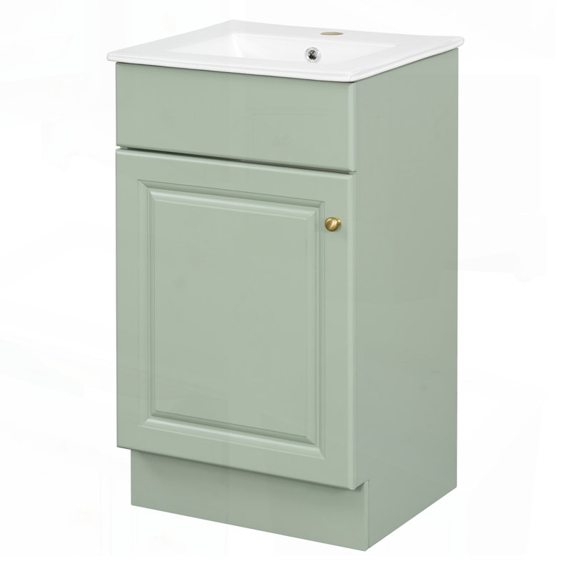 Meuble-lavabo de 18 po avec lavabo, porte à fermeture douce et tablette réglable pour un rangement et une durabilité optimaux