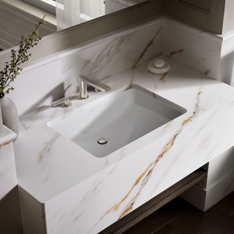 Ladena® Vitreous China Rectangular Undermount Bathroom Sink with Overflow, White