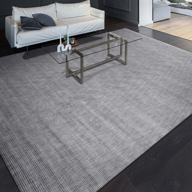 Silk Area Rug in Grey, Rectangle 8' x 10'