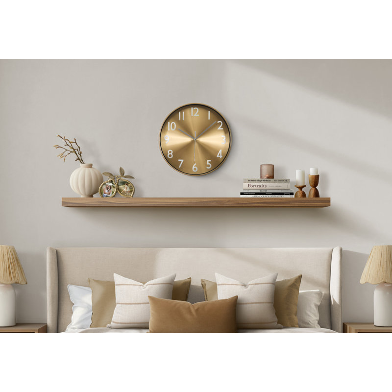 Clocks, 12" Round, Wall Clock, Gold Face, Gold Frame, Contemporary, Modern, Gold