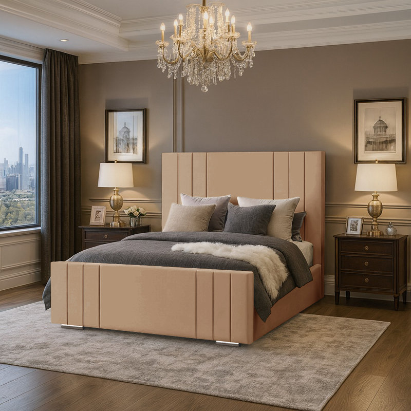 Aalyan Upholstered Bed, 99 x 211 cm, Beige