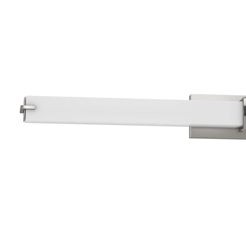 1-Light Integrated LED Indoor Brushed Nickel Wall Mount Vanity Light Bath Bar with White Acrylic Shade