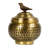 Feliberto Round Hammered Metal Container with Bird Finial