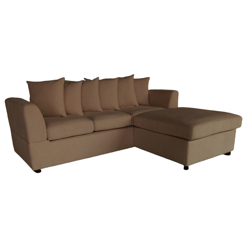 Bergwall 3 Seater Corduroy Sofa & Chaise, Brown