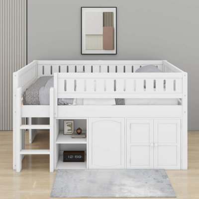 Full Size Loft Bed With Storage Cabinet