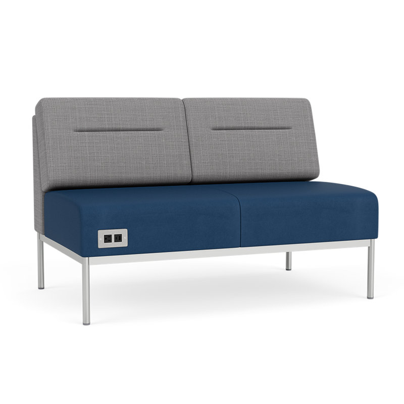Causeuse Darsey, Avec alimentation, Argent argent, Chambray gris; Patriot Plus Blue Ridge