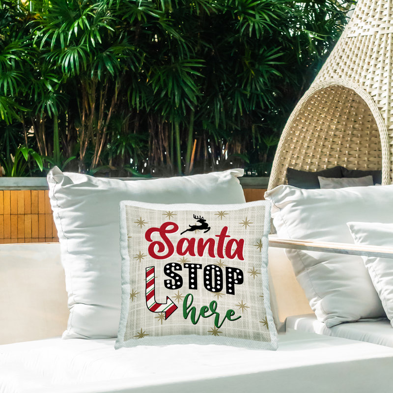 Coussin d'extérieur Santa Stop Here