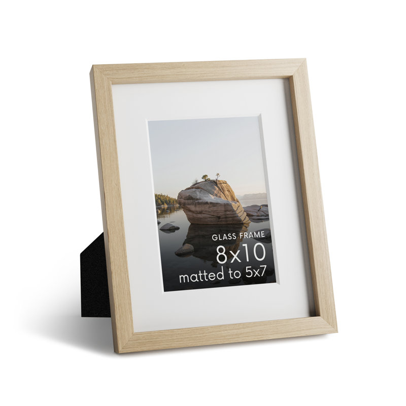 Cadre photo en bois massif avec verre, Beige, L 8 po x H 10 po