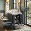 Meuble-lavabo autoportant 24 po avec lavabo en céramique, armoire en bois massif avec tablette réglable à 3 niveaux et portes à fermeture en douceur, 4 couleurs-838198509