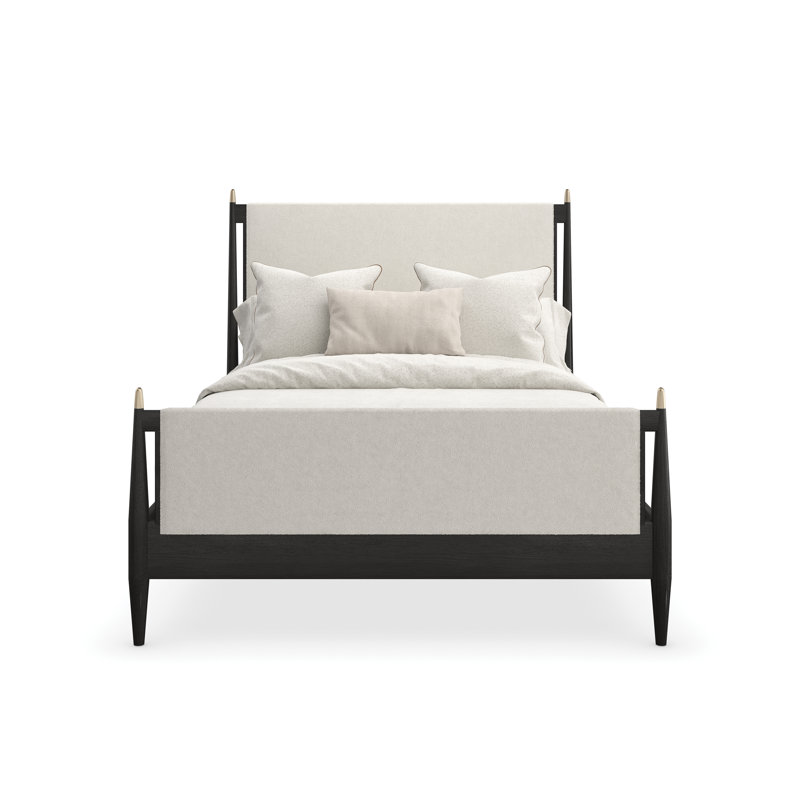 Upholstered Bed, Black Stained Ash, Queen