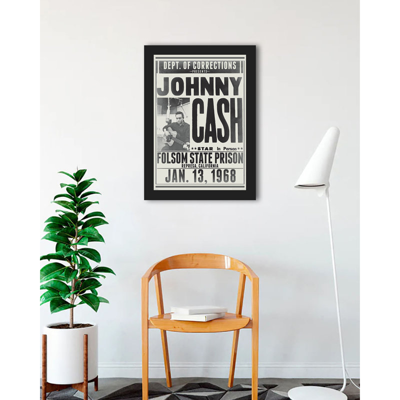 Johnny Cash, service de correction pénitentiaire de Folsom State, affiche de concert encadrée sur papier