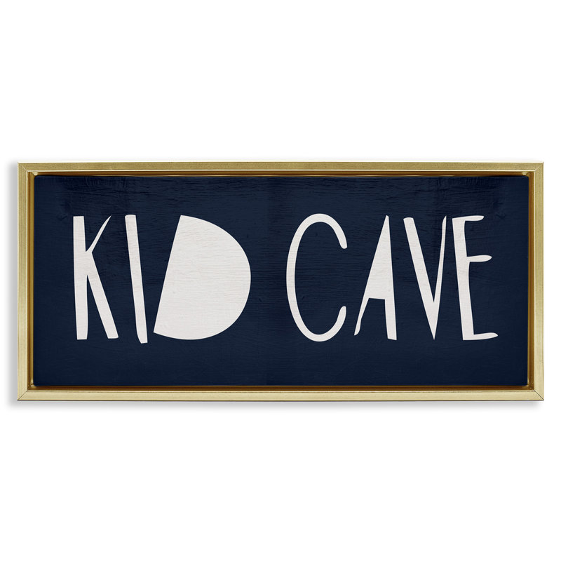«Minimal Kid Cave», art mural encadré noir par Daphne Polselli, Cadre flottant métallique doré, H 14 po x l 31 po