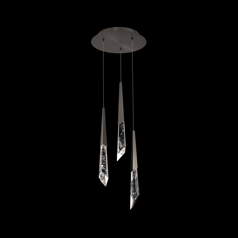 Solitude 3 Light Crystal LED Multi-Light Pendant, Antique Nickel