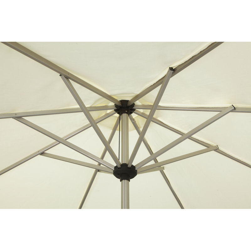 Parasol de marché de 108 po avec poteau en aluminium et manivelle Aynura, Aluminium anodisé, Blanc