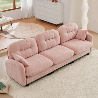 Canapé modulaire Basic, canapé modulaire à 3 places, mousse de haute densité en chenille douce, dossier à coussin capitonné, conception ergonomique, accoudoirs élégants