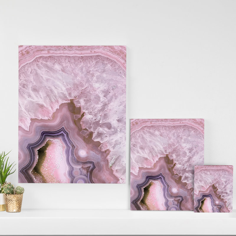 Agate rose pâle, impression sur toile tendue, H 10 po x l 8 po x P 1,5 po
