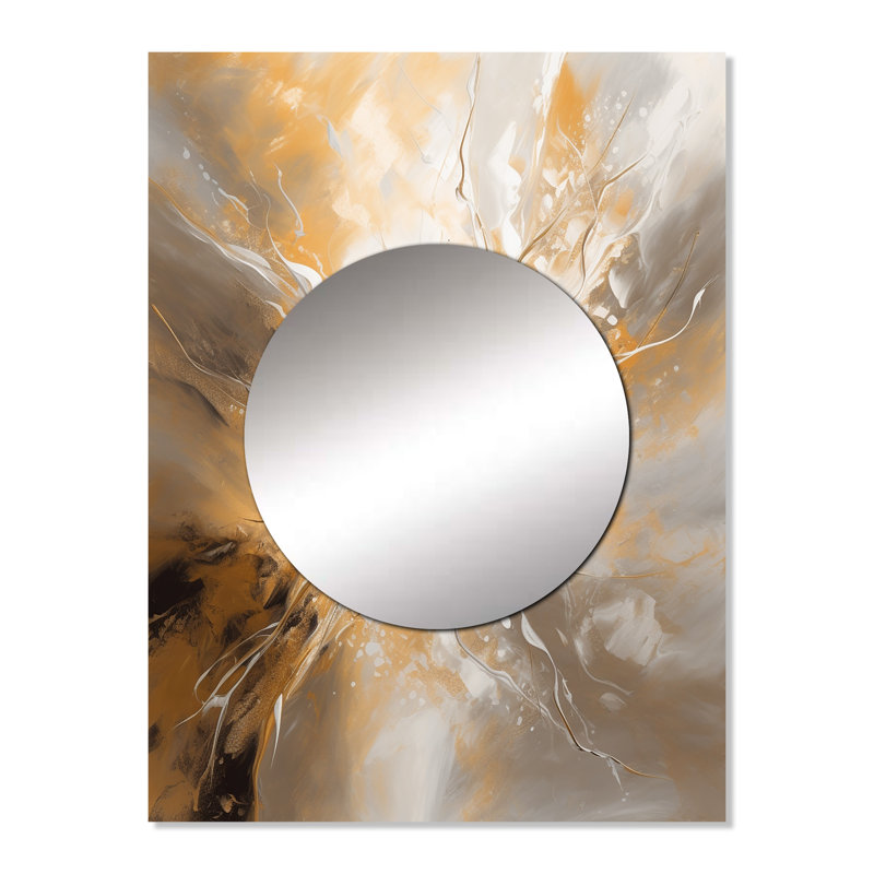 Ciardi doré et argenté Essence chromatique II - grand miroir abstrait, miroir mural décoratif doré, impression d'art en métal