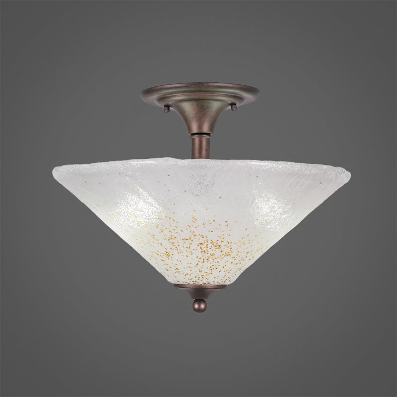Plafonnier semi-encastré 2 lumières, Bronze, Blanc