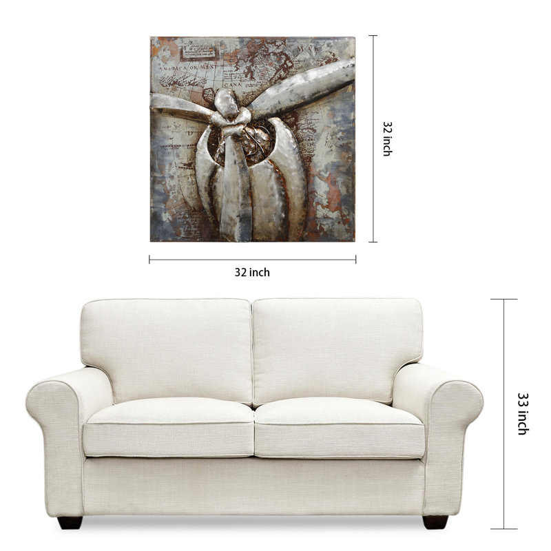 Retro Airplane Mixed Media Iron Wall Art on Canvas