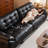 Black Genuine Leather Modular Sofa