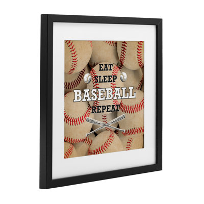 Eat Sleep Baseball Repeter, reproduction sous verre, conception de Kim Allen