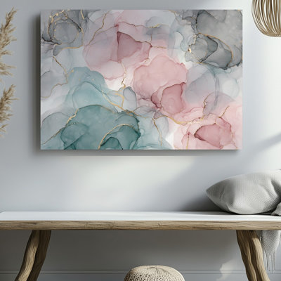 Canvas A Delicate Ethereal Composition Features Soft Translucent Floral Elements In Wall Art Blush Pink And Muted Teal Interspersed Canvas Wall Art