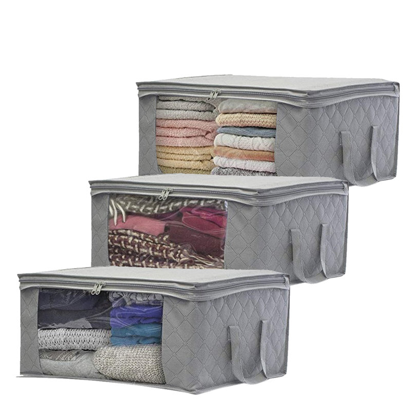 Rebrilliant Fabric Decorative Bin, Gray