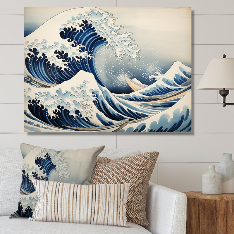 Chef-d'œuvre, la grande vague de Kanagawa IV - chef-d'œuvre, décoration murale, H 16 po x l 32 po x P 1 po, Toile tendue