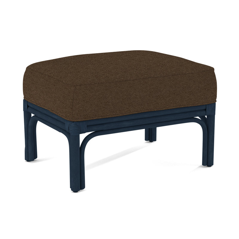 Boca Ottoman, Brown Geometric, 0456-33, Navy