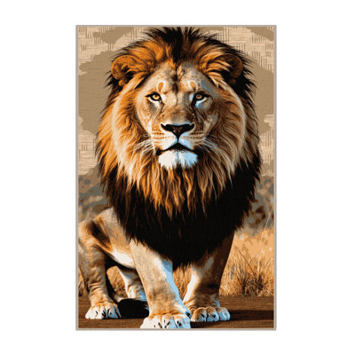 Washable African Lion Wildlife Area Rug