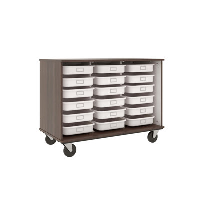 Closed Tray Mobile Classroom Storage with Locking Doors - (18) 3.5" Trays