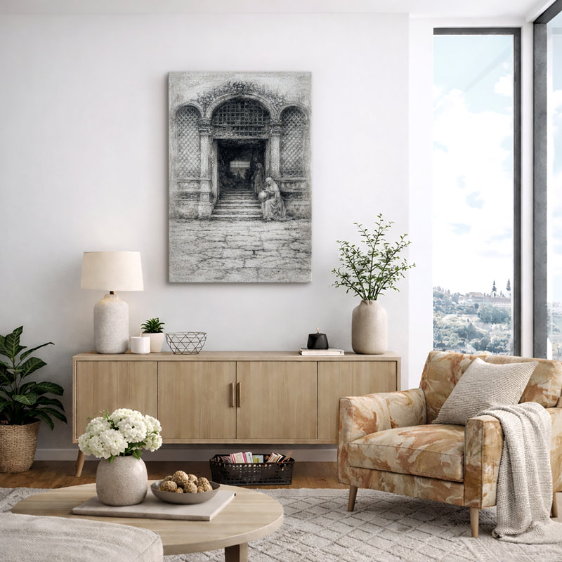 Œuvre architecturale rétro, photos de bureau, impression sur toile encadrée, H 24 po x l 16 po x P 1,5 po, Toile tendue