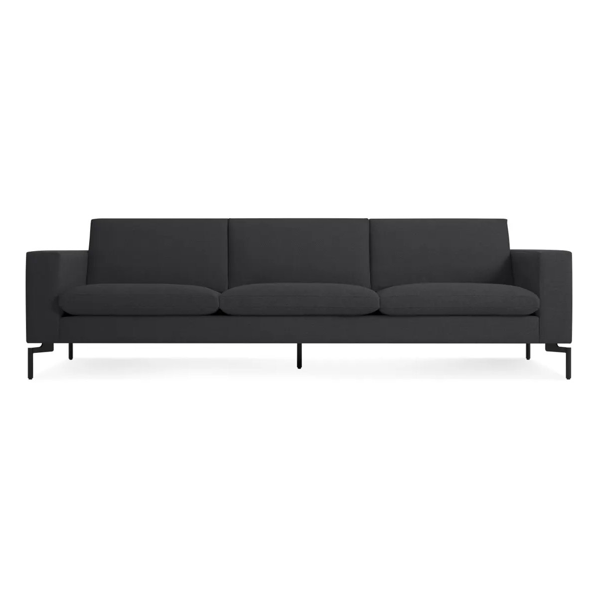New Standard Upholstered Sofa, Black, 32" H x 104" W x 35" D, Maharam Meld in Panda Polyester Blend