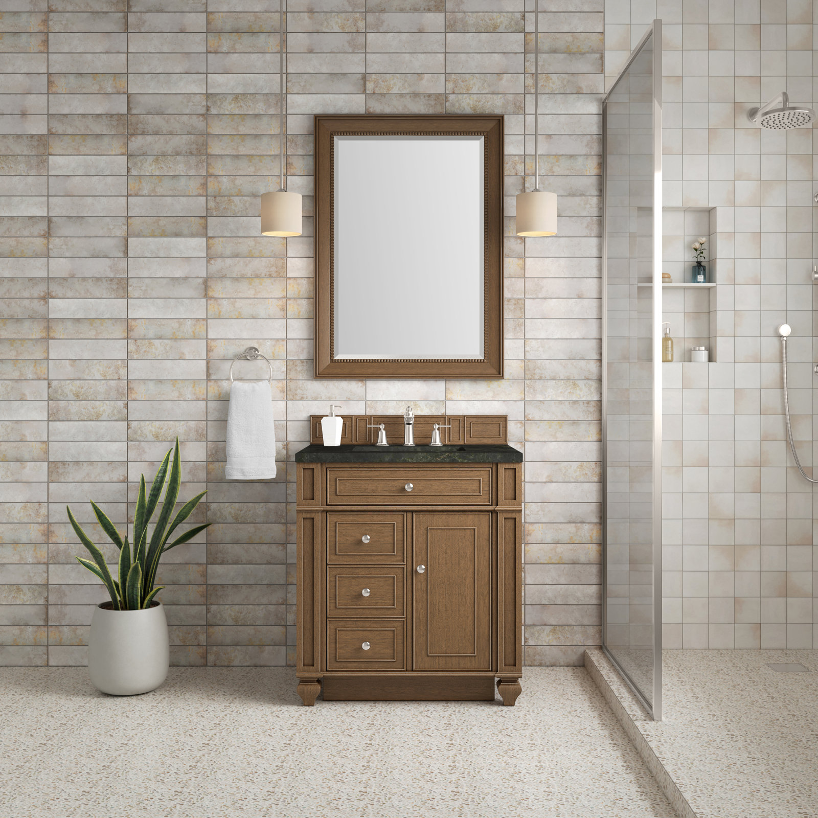 Calisto 30" Single Bathroom Vanity, Saddle Brown, Phantome Eclos, 8" Widespread