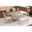 Ensemble de table de salle à manger 6 pièces en bois avec banc long et 4 chaises, style moderne-558473380