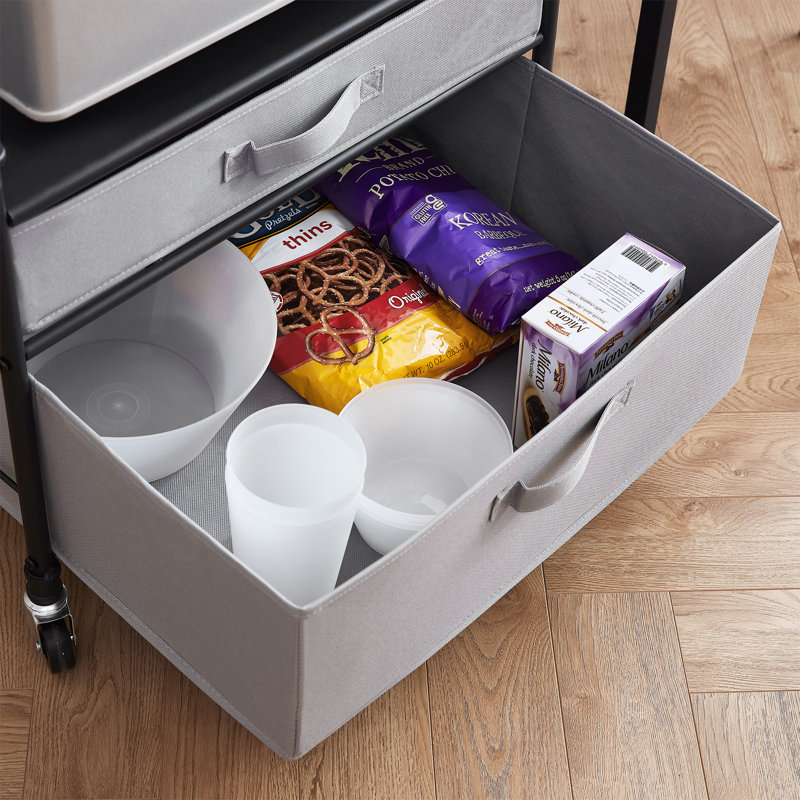 Fridge Stand Supreme 2 Drawer Storage Chest, Black/Light Gray