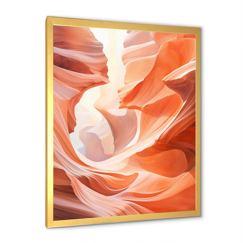 Canyon Antelope liquide Art II - impression sur toile Canyon, Cadre doré simple, H 20 po x l 12 po x P 1 po