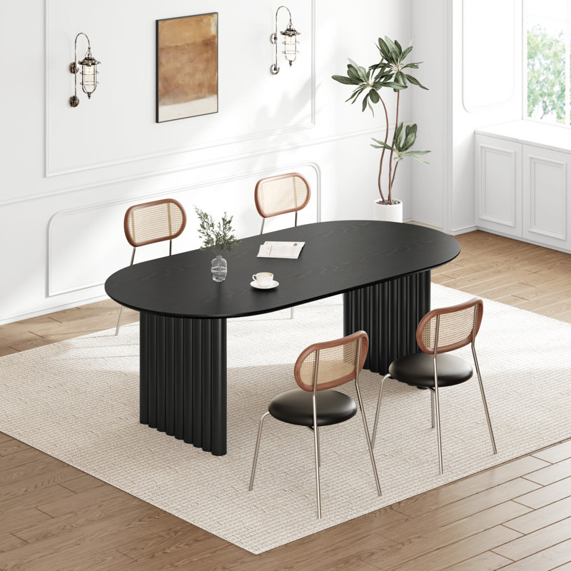 Table de salle à manger 30 po, Noir, noir, noir, noir, H 30 po x L 67 po x l 33,5 po