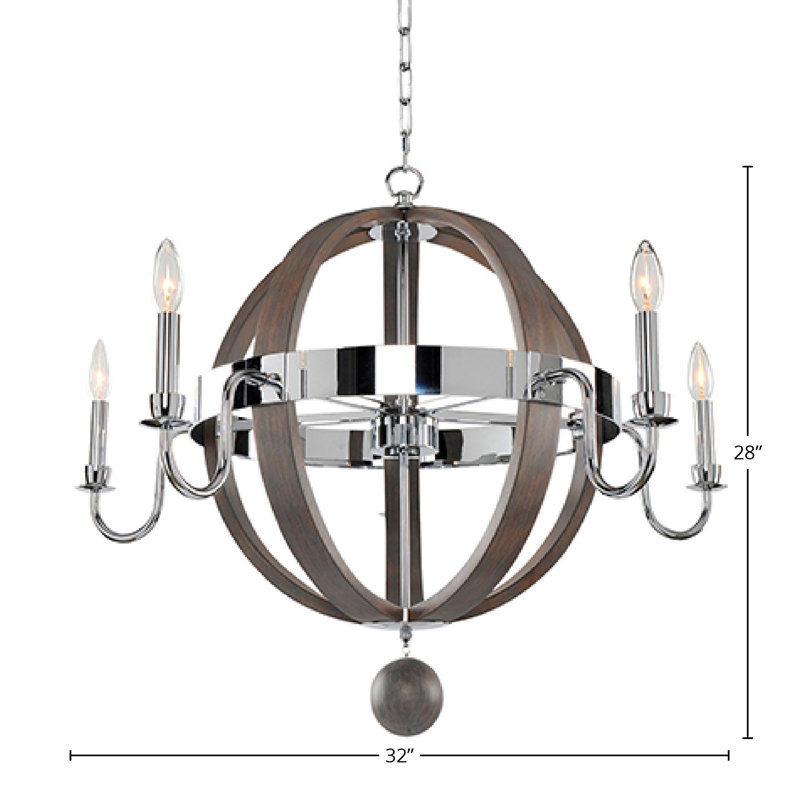 Sharlow 5 LT Polished Chrome Chandelier Kalco