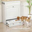 Station d'alimentation moderne pour animaux avec 2 bols surélevés pour chien, rangement pour aliments, tiroir rabattable et crochets-122907200