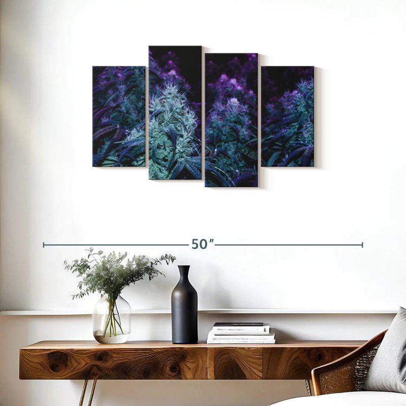 Floraison de cannes mauves, H 22 po x l 36 po