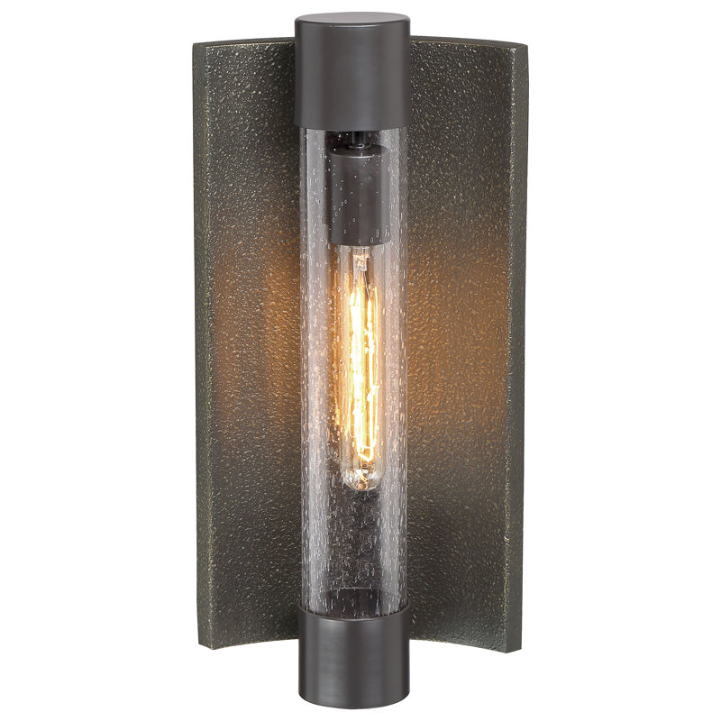 Belle Haven Aluminum Wall Light, Textured Bronze/Silver, 16.5" H × 8" W × 4.5" D