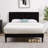 Auxter Upholstered Platform Bed Frame with Vertical Channel Tufted Adjustable Headboard, Velvet Fabric Mattress Foundation with Strong Wooden Slats, Heavy Duty, No Box Spring Needed, Noise-Free-1856483186-1877220112