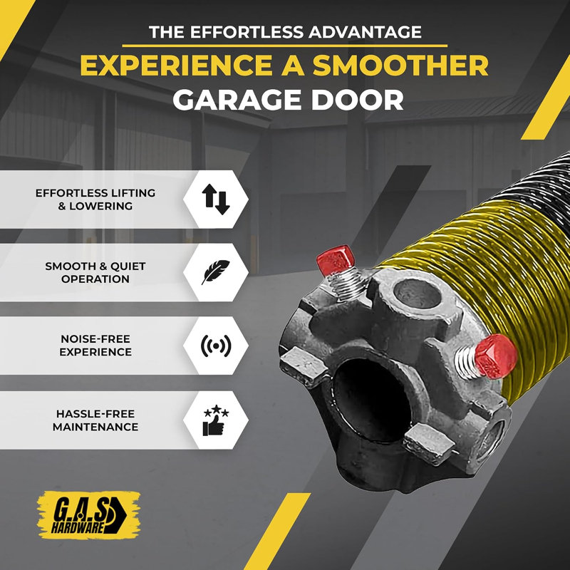 Garage Door Torsion Spring, w/ 1" Bearing, Gloves and Bars (250 x 2 x 30), Black Cone (Left Hand Wound for RIght Side)