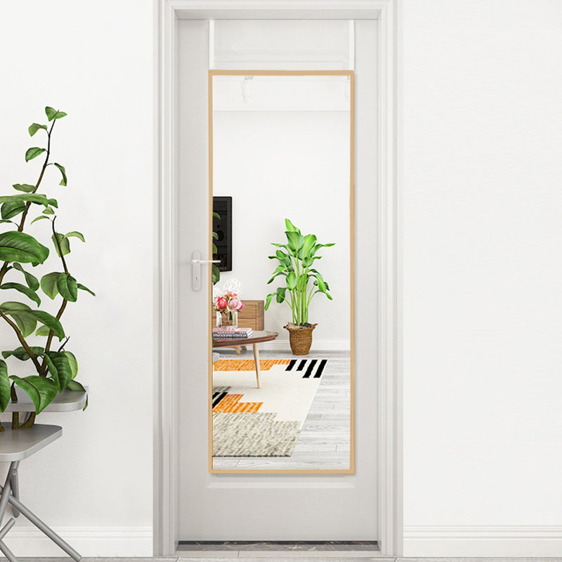 Heulyn Rectangle Metal Frame Over the Door Full Length Mirror, Gold, 118cm x 28cm
